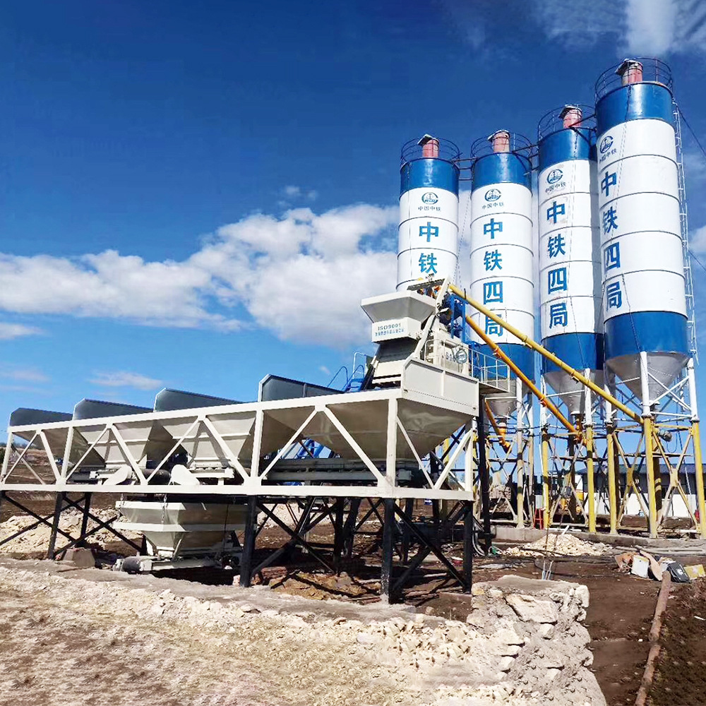 Estación de mezcla hzs75, fabricante de equipos de mezcla de cemento sin base móvil, estación de mezcla de concreto de mezcla estable al agua
