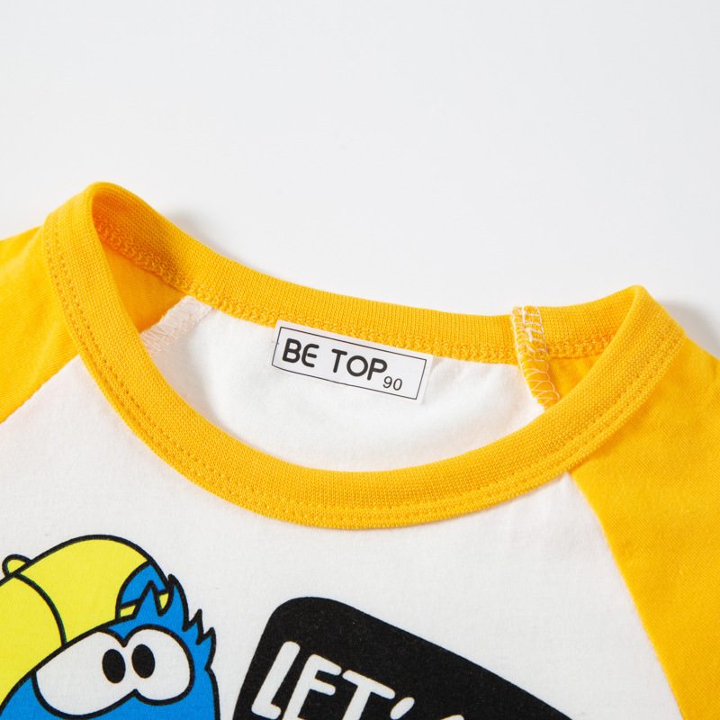 Personalizada ropa infantil de verano impresión de dibujos animados para niños camiseta de manga corta camiseta de color contraste chaqueta de niño al por mayor una muestra