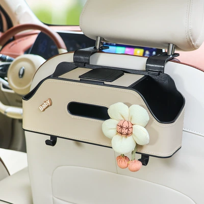 Car cup holder/beverage holder: Storage Rack Water Cup Holder - dandelion-beige-chair-back-multifunctional-storage-box-upgraded-integrated-mobile-phone-holder