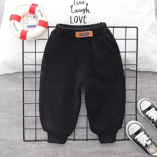Children's winter lined pants for boys and girls, 1-3 years old, corduroy pants, one-piece lined baby pants for toddlers