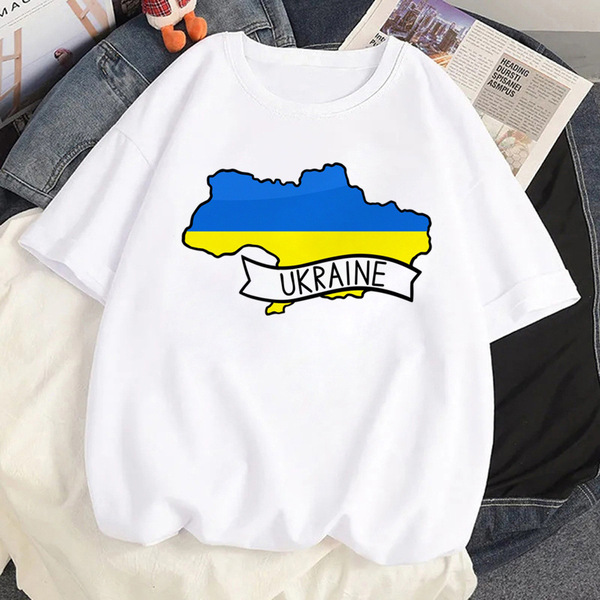 Ukraini Ukraine Flag t shirt women anime Japanese summer Tee