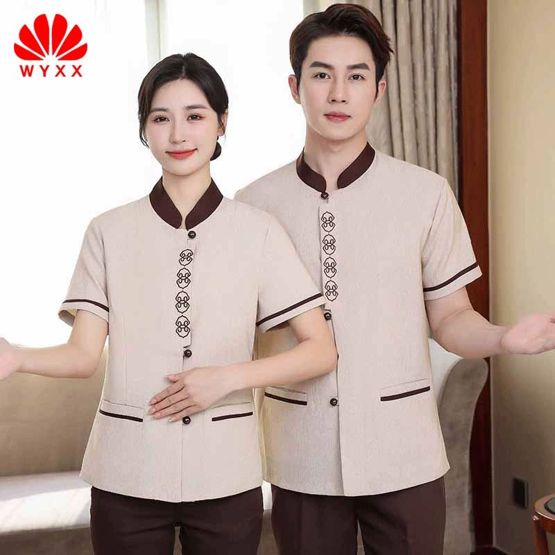 Отель Гостевая комната Уборка Общественной собственности PA Тетушка Рабочая одежда с короткими рукавами Чистящая одежда костюм для женщин