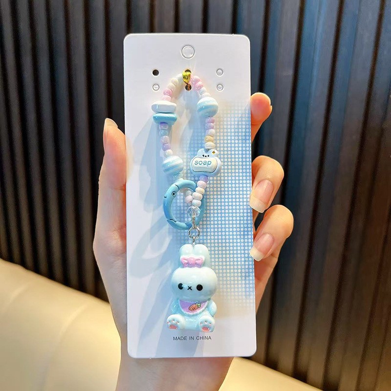 턱받이 토끼 인형 - 파란색