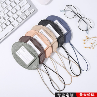 Creative Pu Leather Oval Luggage Tag Travel Luggage Tag Fashion Simple Registration Tag