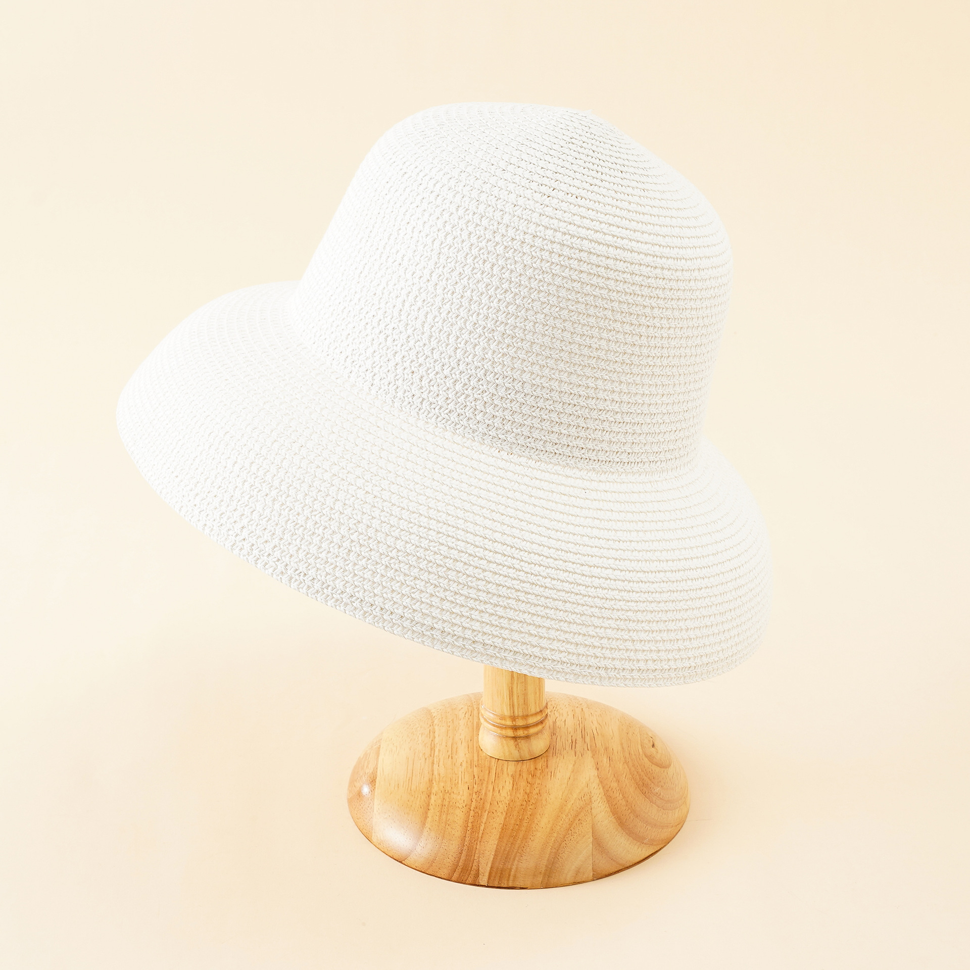 Sombrero de paja de ala ancha de color sólido mujer vacaciones de verano playa plegable sombrero para el sol hembra pantalla en forma de campana sombrero Hepburn
