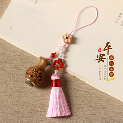 綠檀木古風寶瓶香囊嘎烏瓶吊墜手機鏈鑰匙扣鏤空花瓶汽車後視鏡掛