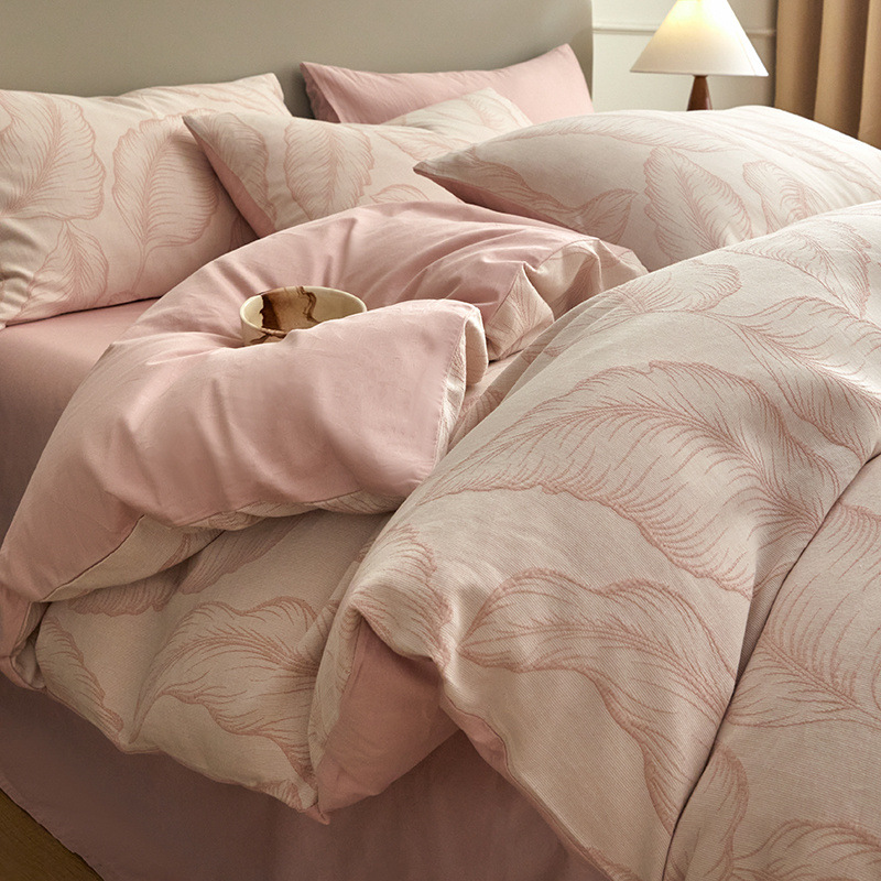 Una clase de madres y bebés Jacquard algodón puro cuatro piezas no impresa viento algodón desnudo cama