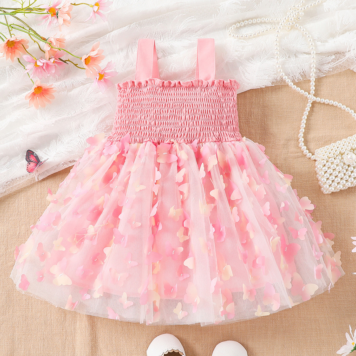 Verano bebé mariposa malla Sling vestido niña princesa pettiskirt europeo y americano transfronterizo Amazon