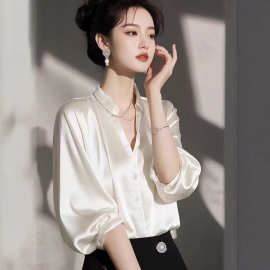 日韩时尚洋气超好看上衣气质轻奢高级感独特别致漂亮小众白色衬衫