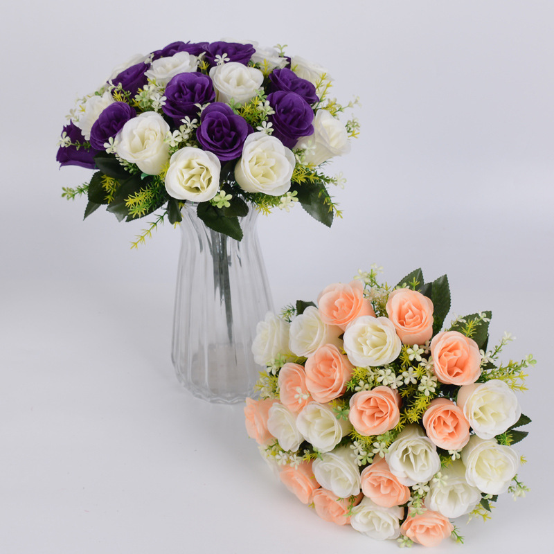 Ramos de rosas artificiales de seda (flores secas), para decoración de bodas (sendero), hogar, mesas o centros de mesa.