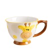 Cute cup with glass, cartoon capacious coffee ceramics, hand painting