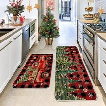 temu跨境圣诞节系列地垫家用浴室厨房耐脏防油两件套厨房垫现货