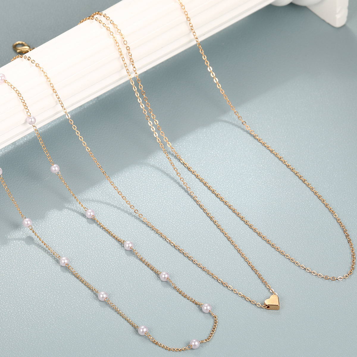 Multi-layer Heart Pearl Gold Necklace For Women Statement Jewelry_voghion.com