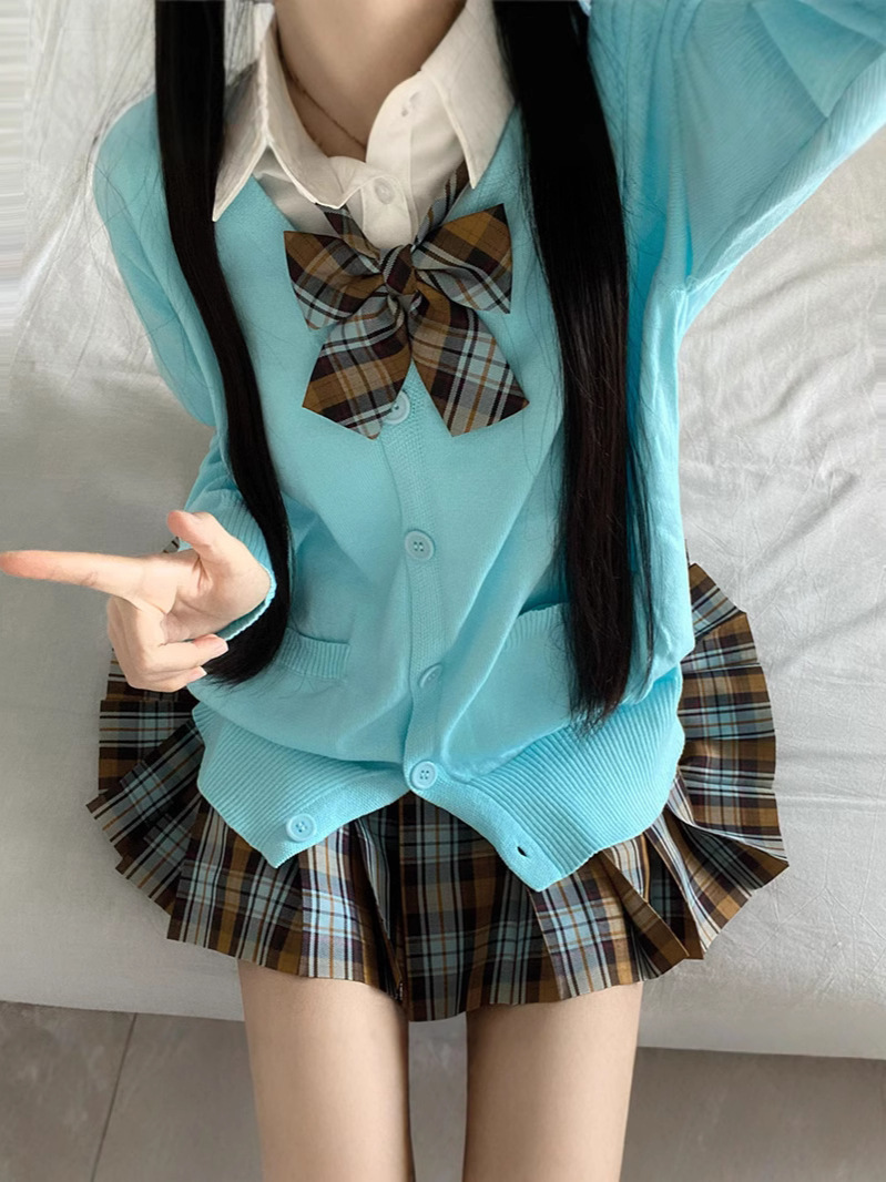 2024 가을, 겨울 새로운 니트 카디건 스웨터 초가을 착용 JK 유니폼 재킷 소형 다목적 원본