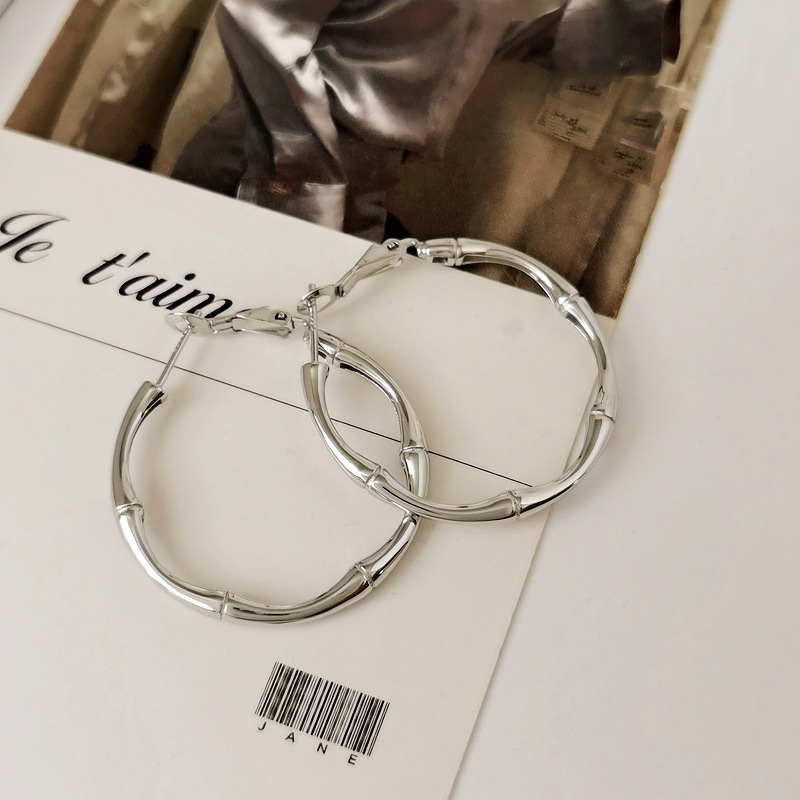 Bamboo earrings, silver 925 sample, light luxury style, 925 sample silver