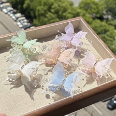 2025新作蝶つかみ甘美少女ヘアピン高级感盘髪クリップ姫髪饰りシャーククリップ