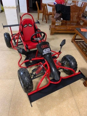 Modified Go-Kart Parts, Homemade Four-Wheel Vehicle with Front and Rear Suspension, Steering Wheel, 1m Rear Axle, 6/7/ 8inch Tires