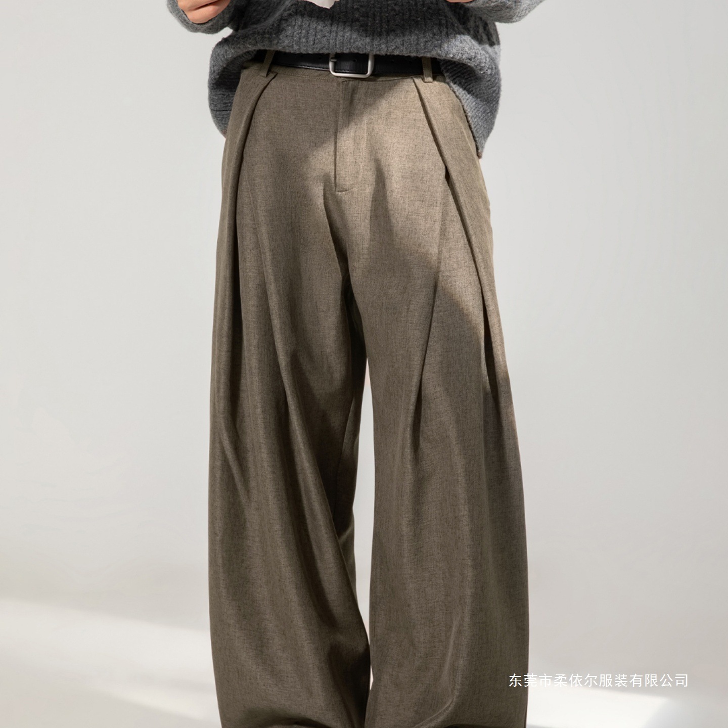 Cross Pleated Design Drapey Casual Men's Trousers Autumn Style Textured Loose Straight Pants Trendy Retro Long Trousers