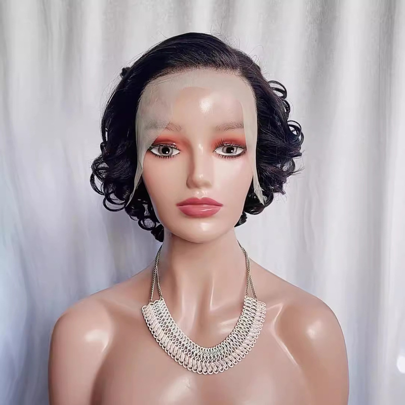 Europe and the United States cross-border full real hair 13X4 front lace wig headgear fashion stretch large volume curly foreign trade hair set