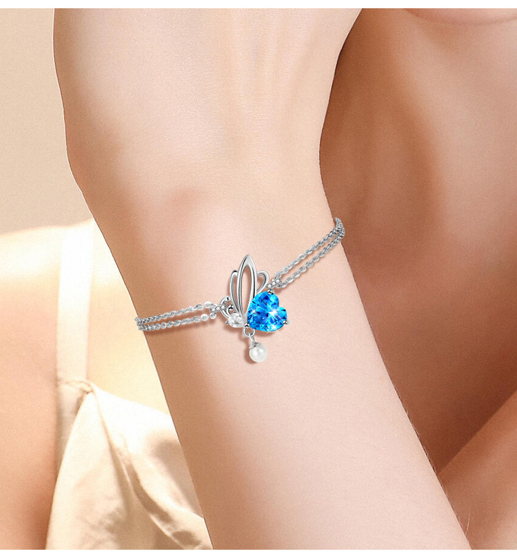 Simple Style Butterfly Sterling Silver Inlay Crystal Bracelets display picture 1