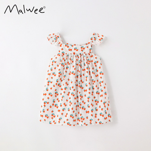 malwee children's dress summer new style European and American small and medium-sized children's fashionable little girl suspender girl's skirt