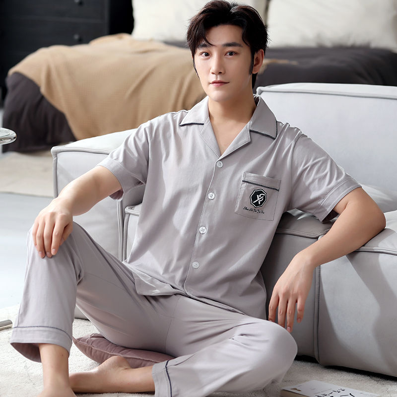 Pijamas de hombre verano 100% algodón pantalones de manga corta más el tamaño de los hombres de verano Delgado al aire libre homewear