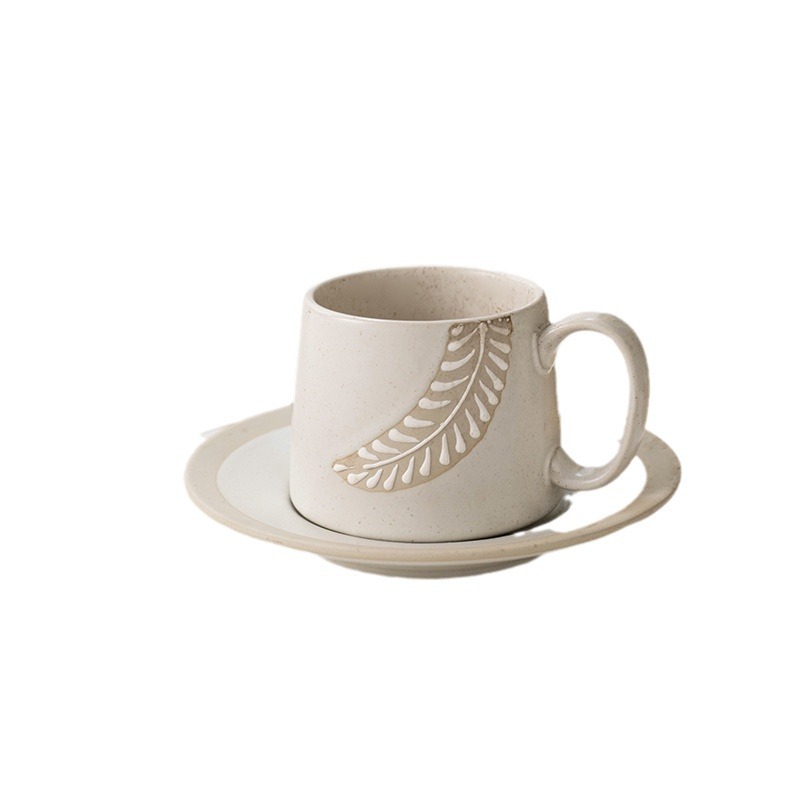 Ins simple taza de cerámica de dibujo set creativo taza de oficina taza de café de cerámica plato de té de la tarde