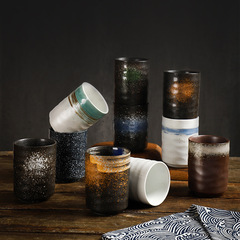 Cross-border Japanese-style tea cup sushi cuisine ceramic tableware retro-style handy cups creative hand-painted water cups for commercial use