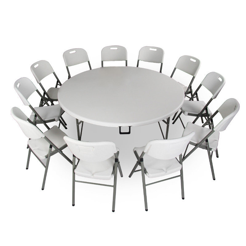 Mesa de comedor plegable mesa redonda fácil de almacenar fuera de la casa de los usuarios de alquiler de casa pequeña combinación de mesa de comedor para 8 personas