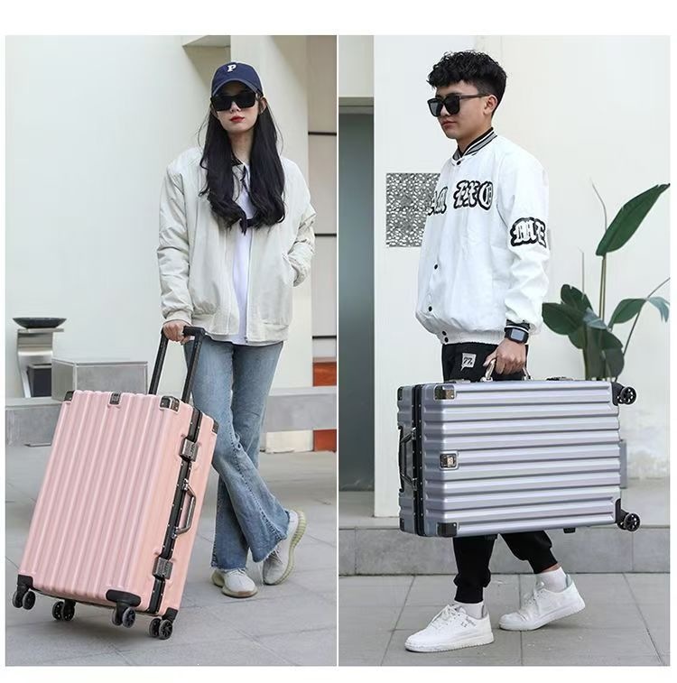 Multifunctional luggage suitcase with universal wheels, aluminum frame, telescoping handle, women's student, 20-inch travel bag, carry-on password suitcase, 24-inch