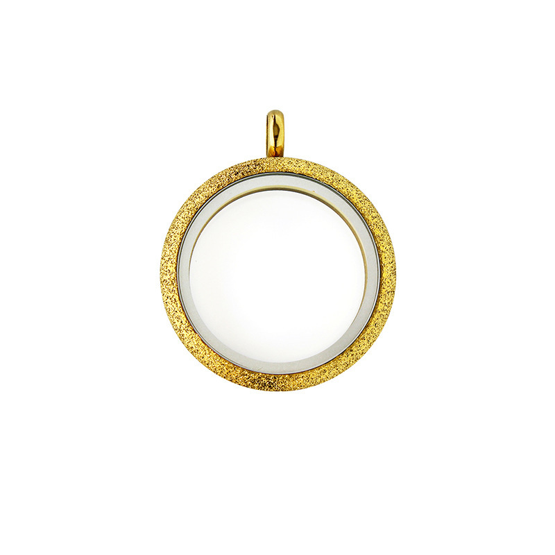 Gawu caja de acero inoxidable redonda de cristal caja de la foto cinabrio COLLAR COLGANTE hombres y mujeres Universal de múltiples tamaños disponibles