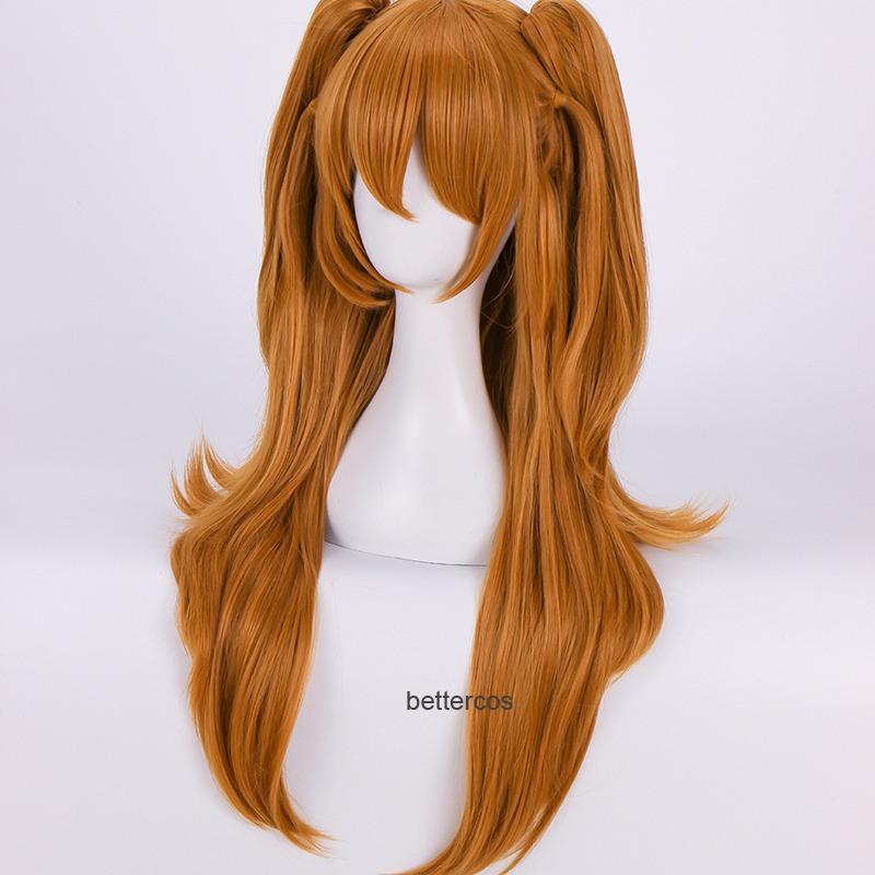 Eva Nuevo Siglo Evangelio Guerrero mingrixiang cos peluca naranja Tigre boca clip doble cola de caballo peluca larga conjunto