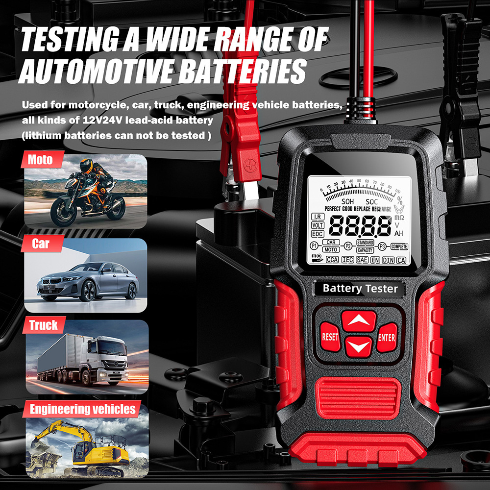 English battery tester battery capacity meter car battery voltage internal resistance meter motorcycle battery tester