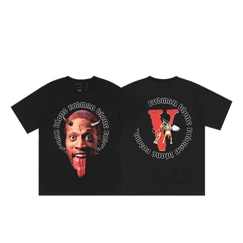 外単VLONE FOG潮牌大v字母Logo桜半袖スケッチ刺繍唇印落書きプリントtシャツ|undefined