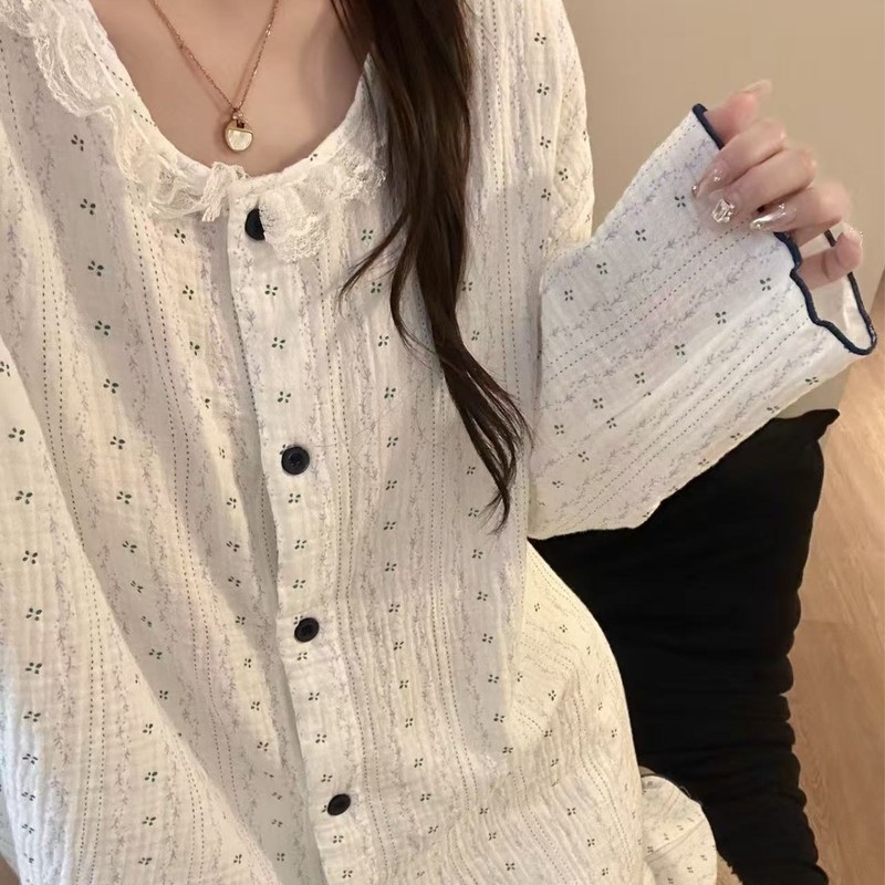 睡衣女春秋夏季云朵棉长袖长裤开衫可爱卡通少女可外穿家居服套装|undefined