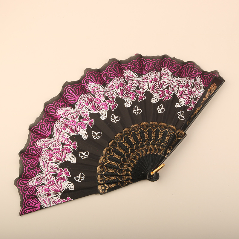 Abanico Plegable de Encaje de Plástico, Estampado, para Danza image 20