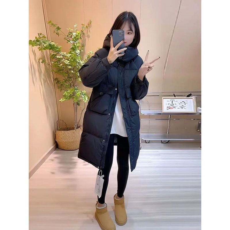 中长款过膝羽绒服女2025年冬季新款韩版宽松连帽休闲加厚抗冻保暖|undefined
