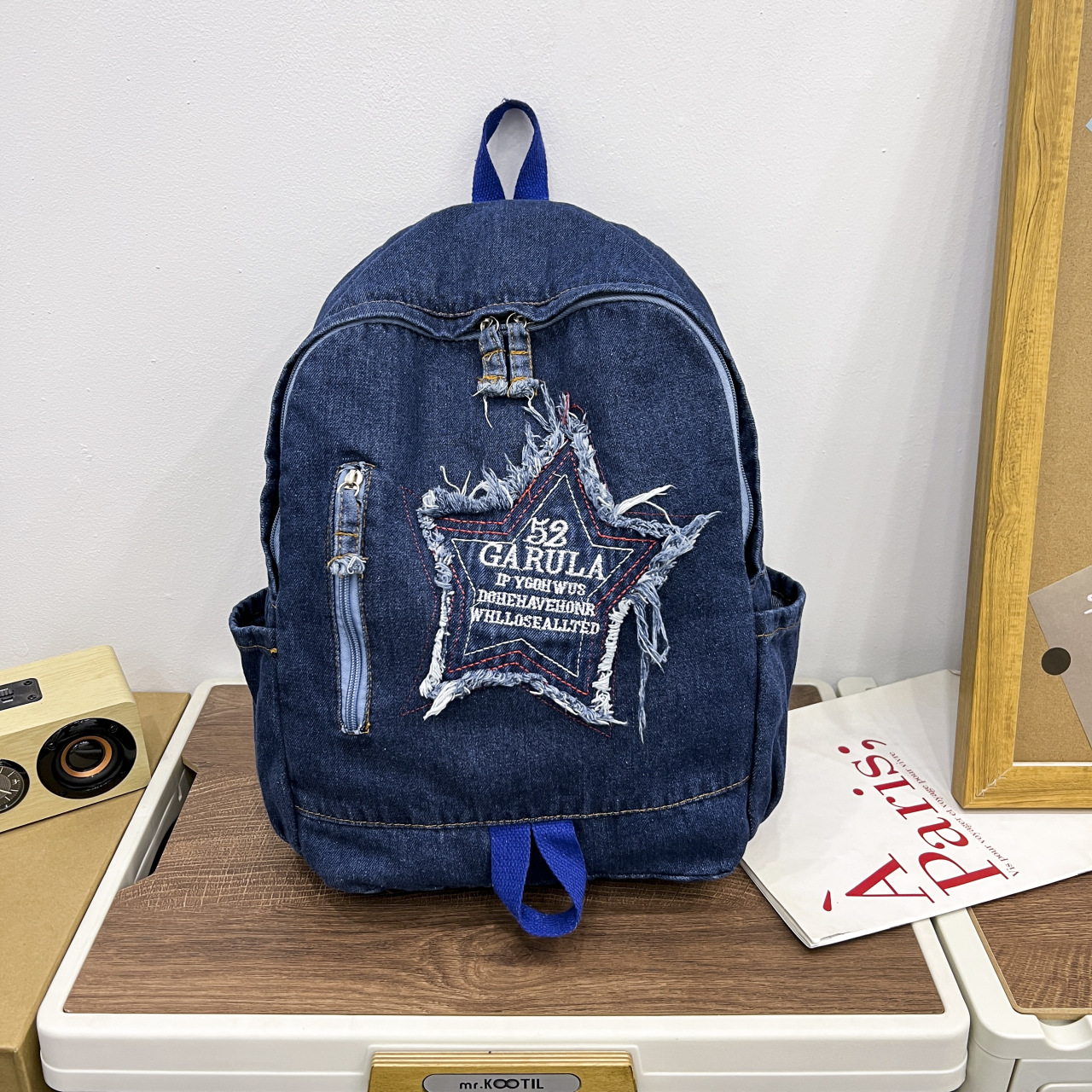 Gradiente mochila de vaqueros de gran capacidad para estudiantes universitarios, mochila de estudiantes, mochila escolar coreana, bolsa de viaje.