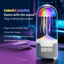 跨境智能声控水母灯七彩渐变氛围灯蓝牙音响小夜灯桌面闹钟唤醒灯