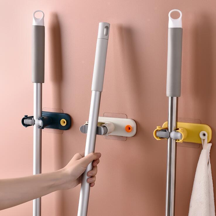 Strong Traceless Mop Holder for Behind-Door Storage Rack, Wall-Mounted Mop Rack, Enlarged Punch-Free Storage Rack