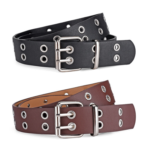 Hot selling European and American trendy belts Fashionable double exhaust eye chain terms Korean style punk style ladies belt