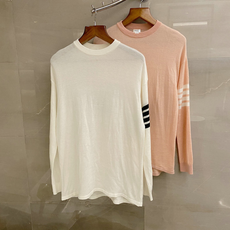 Can Be Customized with Thom Brassy 9326 Back Dog Wool T-Shirt, Loose Wool Long-Sleeve with Contrasting Colors