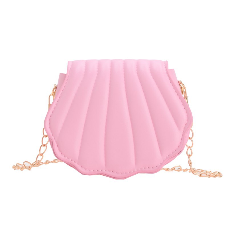 Hermosas bolsas de conchas para niños y niñas, mini bolsas de hombro de color sólido para niños 2025 nuevas bolsas de cadenas para niños