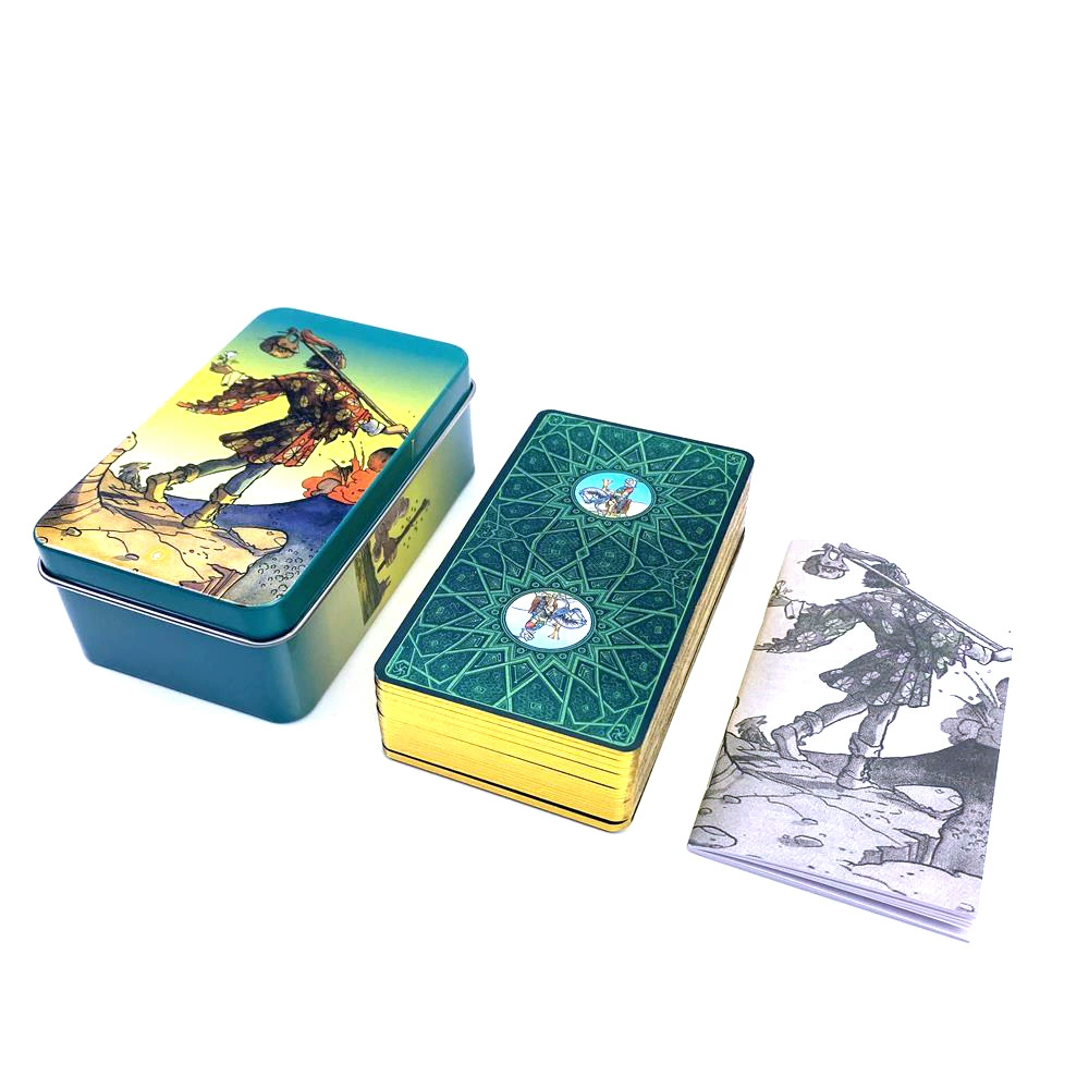 Жестяная колода Таро English Tarot Card с золотым тиснением по краю и брошюрой description