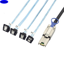 MINI SAS HD SFF-8088 26P转4X SATA 7P 90度母服务器硬盘连接线
