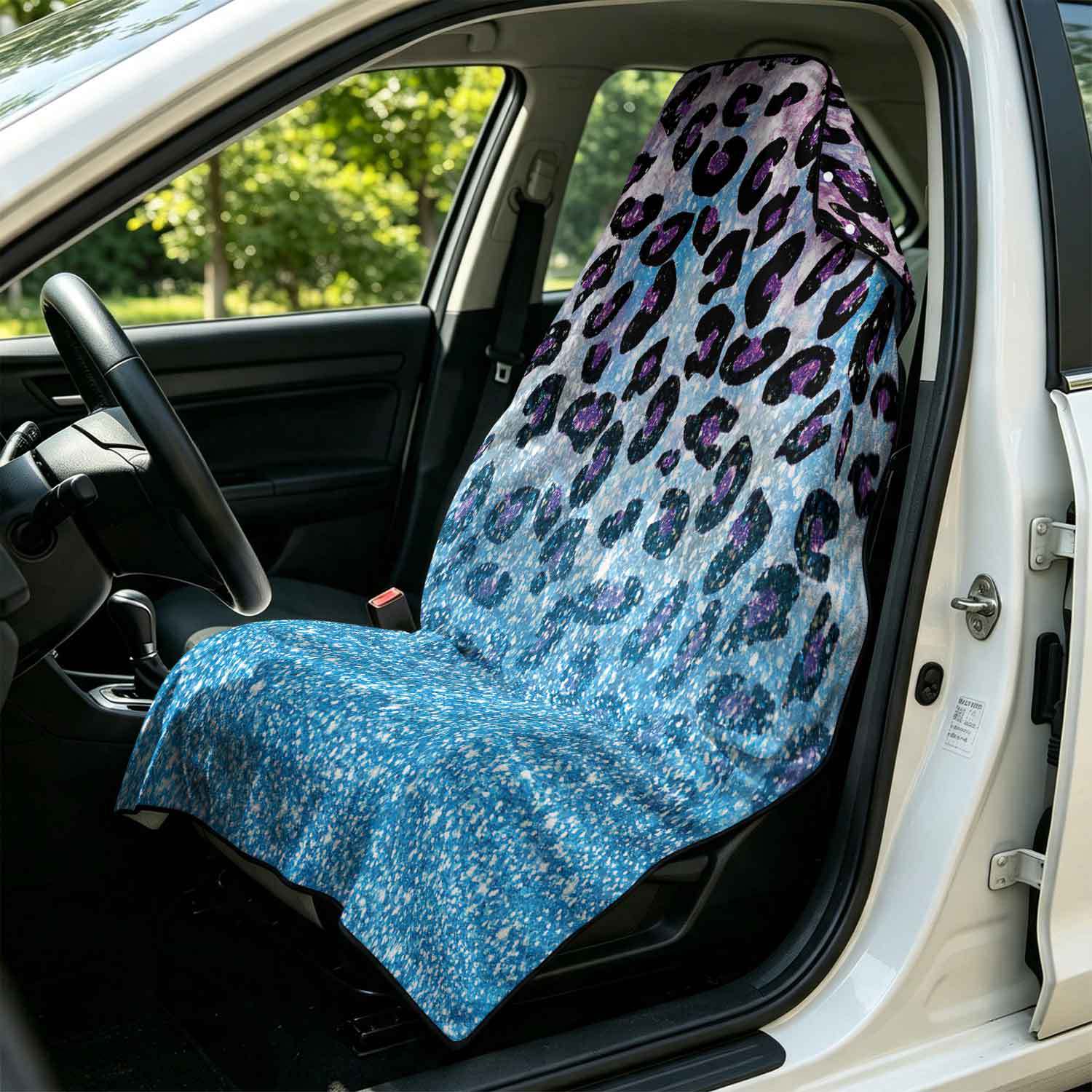 Printed bath towel and car seat cover 2-in-1, ultra-fine fiber outdoor beach and car dual-use universal seat cushion