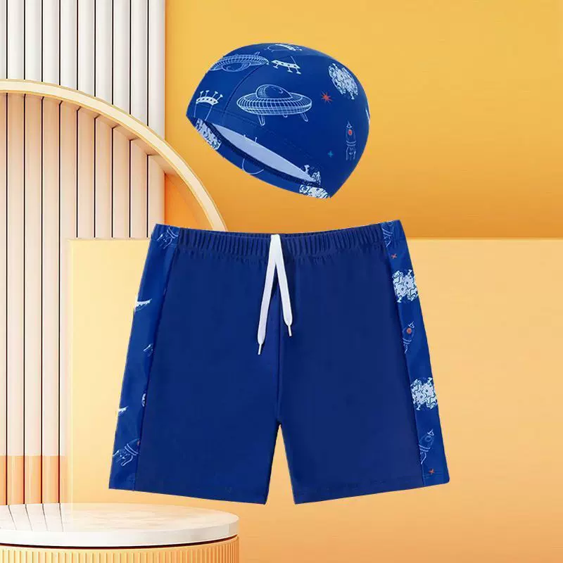 新款儿童泳裤男童游泳裤平角小中大童泳衣胖宝训练速干游泳衣批发