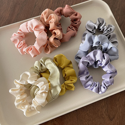Korean version of solid color large intestine ring, high-end rubber band, ponytail head rope, cross-border head flower, European and American fat intestine hair ring hair accessories for women