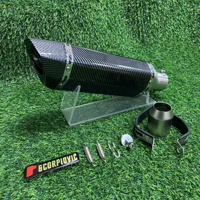Motorcycle exhaust pipe – CBR650 GSX250 - fully-imitation-carbon-fiber-small-hexagonal-370mm-round-tail