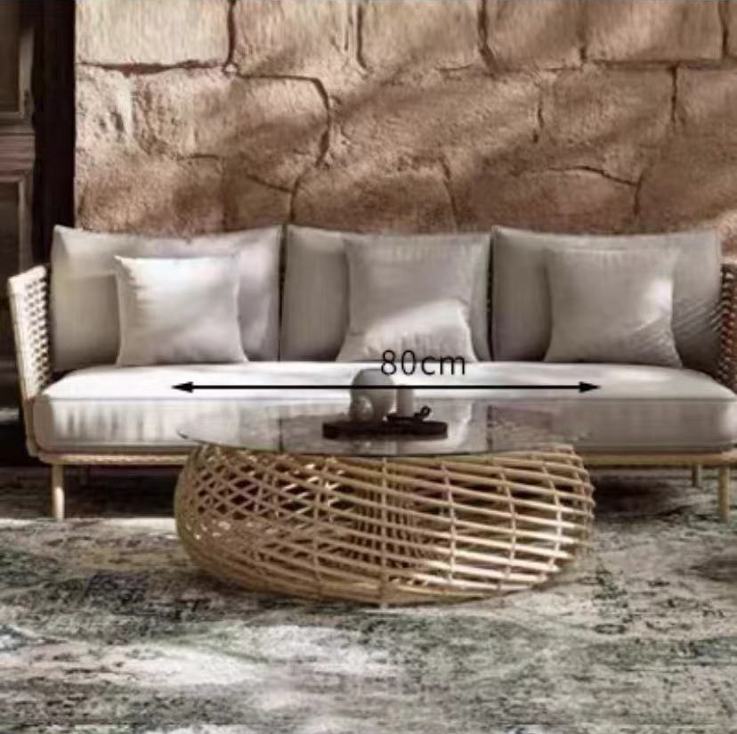 sofá de caña al aire libre patio ocio balcón al aire libre silla de caña protector solar impermeable alojamiento residencial sala de sol combinación